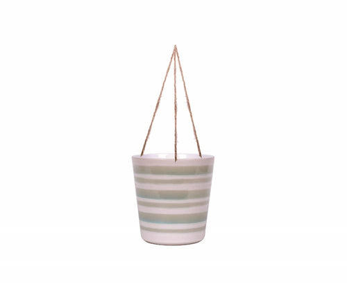 Hanging Green Stripe Pot