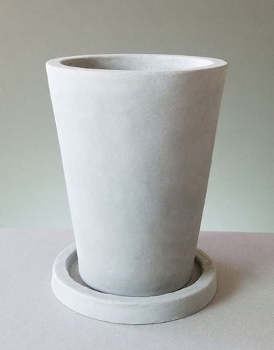 Tapered Concrete Pot with Saucer